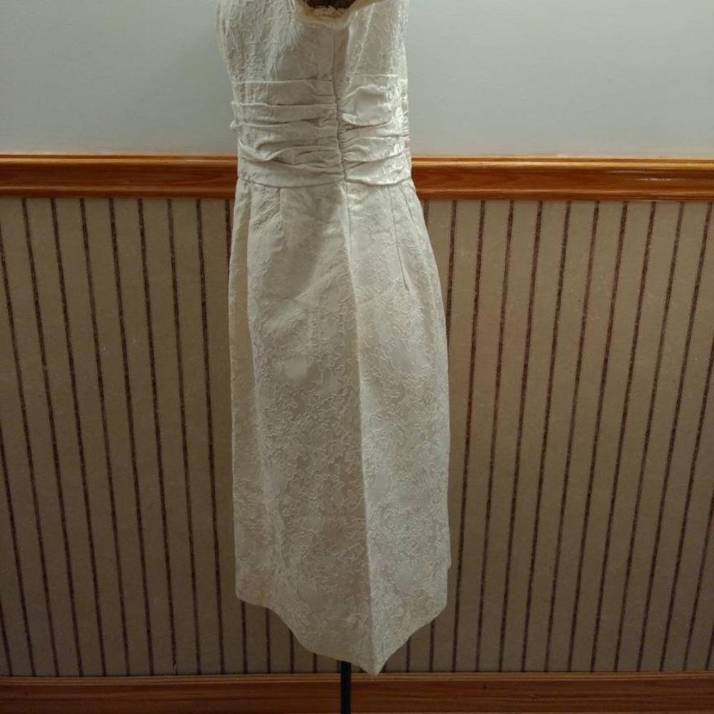 Vintage 50s Cocktail Dress 36" Bust Cream "A Lawrence Original" Jacquard - Picture 8 of 15